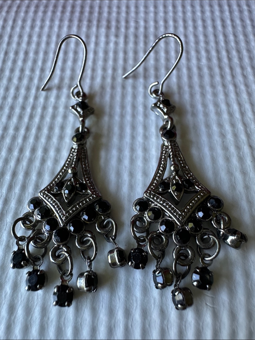Sterling-Tone Filigree Dangle Earrings - Silver